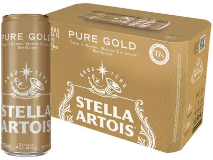 Cerveja Stella Artois Pure Gold Lata 350 ml – Kit com 8 Unidades