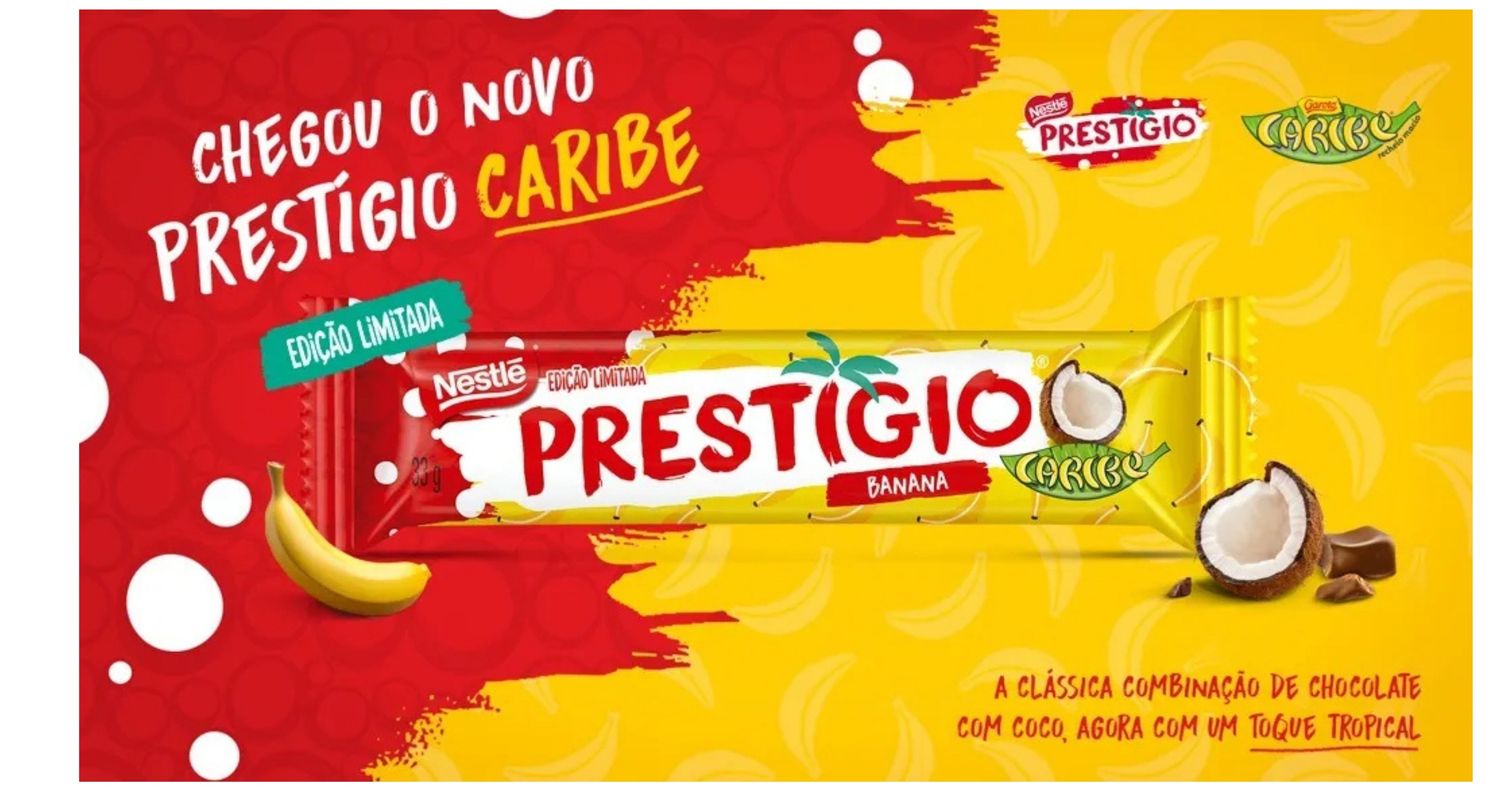 Novo Caribe & Prestígio – O sabor tropical do chocolate com coco e banana