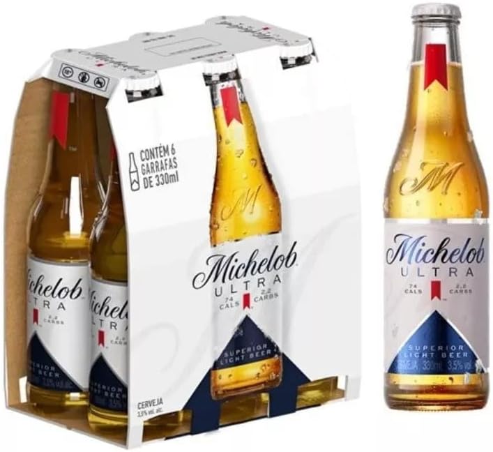 Cerveja Michelob Ultra Long Neck 330ml - Baixo em Calorias - Pack com 6 Unidades