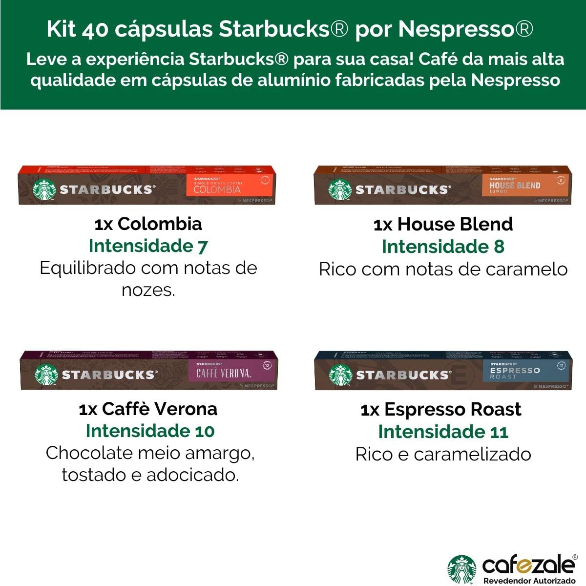 Kit 60 Cápsulas Starbucks Nespresso - Degustação Café - Cápsula Alumínio