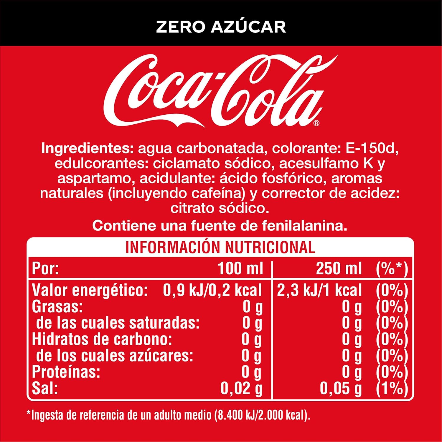 COCA COLA zero pack 4 garrafas 2 Litros