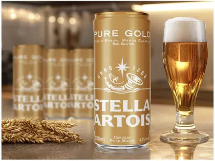 Cerveja Stella Artois Pure Gold Lata 350 ml – Kit com 8 Unidades